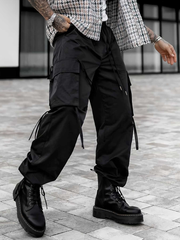 Pantalones cargo estilo vintage TECCULI para hombre: ropa deportiva informal de verano, material de poliéster, lavable a máquina, diseño multibolsillos, elásticos para hombre.