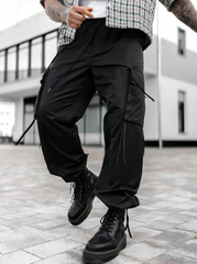 Pantalones cargo estilo vintage TECCULI para hombre: ropa deportiva informal de verano, material de poliéster, lavable a máquina, diseño multibolsillos, elásticos para hombre.