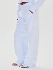 MUSERA Tailored Mid Rise Pinstripe Straight Leg Trousers Business Casual Elegant Business Casual Vacation Graduation Prom Wedding Guest Birthday Old Money Fall Work Office Back To School Night Out Going Out