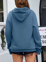 Sudadera térmica con capucha y cordón ajustable en los hombros, bolsillo tipo canguro y estampado de corazón de INAWLY, manga larga