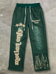 Pantalones deportivos casuales con bolsillos y estampado de letras y lazo delantero para hombre de Manfinity Streetrush, para uso diario, para fiestas