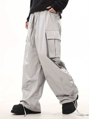 Pantalones cargo TECCULI con múltiples bolsillos para hombre, informales, holgados y con cordón, ideales para todas las estaciones, al aire libre, ocio y trabajo.