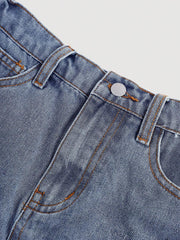 Girlism Tween Girl Summer Y2k Colorblock Star Patched Faded Frayed Baggy Denim Jeans Skirt, Kid's Clothing Outfits