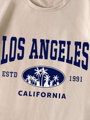 Camiseta de manga corta Manfinity Joysei Slim Fit para hombre, color caqui liso, con estampado de letras