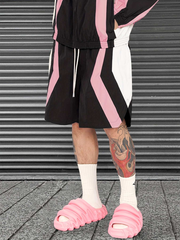 Pantalones cortos deportivos TECCULI con estampado de patchwork y cordón ajustable para hombre, informales, transpirables y de secado rápido para verano, para uso diario.