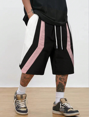 Pantalones cortos deportivos TECCULI con estampado de patchwork y cordón ajustable para hombre, informales, transpirables y de secado rápido para verano, para uso diario.