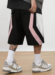 Pantalones cortos deportivos TECCULI con estampado de patchwork y cordón ajustable para hombre, informales, transpirables y de secado rápido para verano, para uso diario.