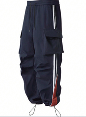 Pantalones casuales a rayas estilo universitario americano TECCULI para hombre, pantalones deportivos holgados de pierna ancha estilo retro de calle de marca de moda de primavera