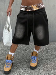 TECCULI American retro casual versatile men's denim shorts summer thin section trend washed high street casual pants Jean Menswear