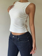 Aloruh Women's Commute & Casual Backless Bowknot Round Neck Black Sleeveless Blouse