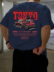 Camiseta holgada de manga corta estampada para hombre, diseño elegante, esencial para el verano, fácil de combinar.