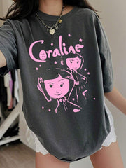 1 camiseta informal de manga corta con estampado bonito para niña, cómoda y moderna, ideal para estudiantes de verano.