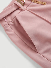 Pantalones de traje de pierna ancha con cinturón sólido MOD