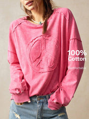 Sudadera informal de punto de color liso para mujer de Bohemela, cuello redondo, manga larga y corte holgado