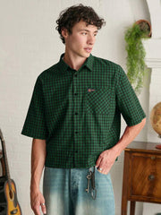 Camisa holgada de manga corta a cuadros para hombre de SWAVVY, corte cuadrado, Y2K