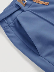 Pantalones de traje de pierna ancha con cinturón sólido MOD