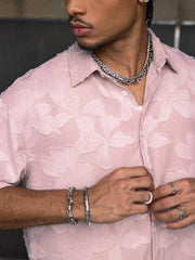 AXEPEAK Multi-Size Streetwear Turndown Collar Short Sleeve Loose Fit Men Shirts