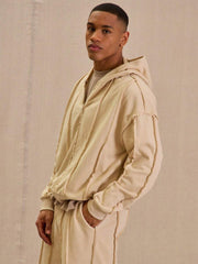 Musero Seam Detail Cuffed Zip Through Hoodie Only