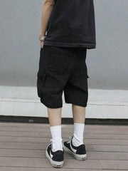 Manfinity EMRG Men's Straight Leg Casual Loose Fit Denim Shorts Jorts, Fashionable Streetwear