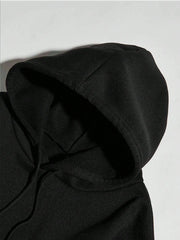 Manfinity Dauomo Men's Slogan Printed Drawstring Hooded Fleece Sweatshirt