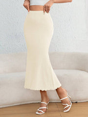 Falda negra con dobladillo de sirena liso para mujer Firerie