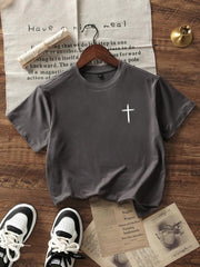 Camiseta informal de manga corta con cuello redondo y estampado para niños y adolescentes, tops de verano