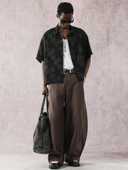 Camisa holgada de manga corta con estampado floral de jacquard de verano para hombre de Manfinity Streetrush