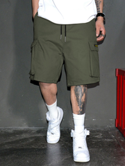 Pantalones cortos casuales TECCULI Manfinity Dauomo para hombre, con cintura con cordón ajustable y bolsillos cargo, para la vuelta al cole