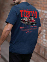 Camiseta holgada de manga corta estampada para hombre, diseño elegante, esencial para el verano, fácil de combinar.