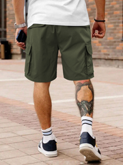 Pantalones cortos casuales TECCULI Manfinity Dauomo para hombre, con cintura con cordón ajustable y bolsillos cargo, para la vuelta al cole
