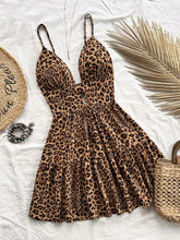 Vestido de verano Soleia para mujer, con estampado floral, escote en V y estampado de leopardo, sin espalda.