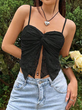 EZwear Lace Trim Twist Detail Cami Tank Top