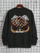 Manfinity LEGND Men's Round Neck Long Sleeve Hand Palm Print Minimalist Sweatshirt, Casual Everyday Wear