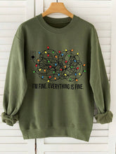 Sudadera LUNE navideña informal de moda con letras y eslogan con iluminación colorida y gráfico de cuello redondo y manga larga para mujer