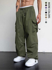 Pantalones cargo extragrandes TECCULI Manfinity EMRG para hombre con bolsillo de solapa y cordón lateral en la cintura, para la vuelta al cole