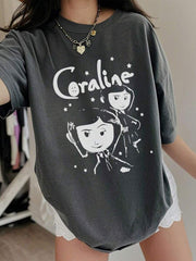 1 camiseta informal de manga corta con estampado bonito para niña, cómoda y moderna, ideal para estudiantes de verano.