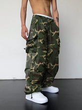 Pantalones cargo holgados extragrandes Manfinity EMRG para hombre con bolsillo de solapa y cordón lateral en la cintura