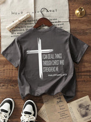 Camiseta informal de manga corta con cuello redondo y estampado para niños y adolescentes, tops de verano