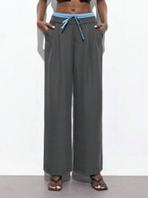 Maija 2025 Summer New Mixed Fabric Waist Drawstring, Bowknot Design Straight Leg Pants, Suitable For Music Festivals, Beaches, Holidays, Casual, Romantic City Vacations, Outings, Weddings, Graduation Attire Fo