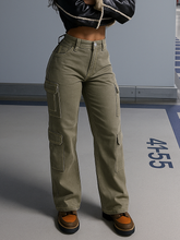 TECCULI Women Solid Color Casual Street Loose Straight Leg Jeans