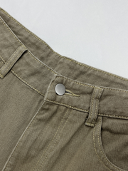 TECCULI Women Solid Color Casual Street Loose Straight Leg Jeans