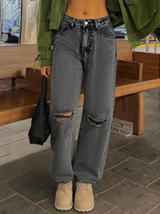 TECCULI RueChic Ripped Wide Leg Jeans