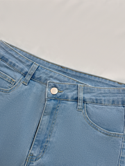 TECCULI Spring And Summer Women's Denim Shorts Mid-Waist Slim Hot Girl Outer Wear Design Tassel Raw Edge A-Line Hot Pants