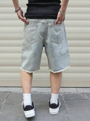 Pantalones cortos vaqueros casuales con bordes deshilachados y bolsillos Manfinity EMRG para hombre