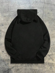 AXEPEAK Men's Boston Letter Printed Knitted Hooded Leisure Sweatshirt, Suitable For Spring And Autumn Season, Rapper Long Sleeve Going Out Hoodie Street Wear, Streetwear Style