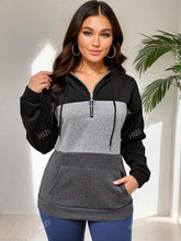 Chaqueta tipo sudadera con capucha, cremallera y cordón ajustable en bloques de color, nueva llegada otoño-invierno