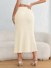 Falda negra con dobladillo de sirena liso para mujer Firerie