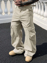 Pantalones cargo caqui informales Manfinity LEGND para hombre, corte holgado, recto, color liso, con múltiples bolsillos. Adelgazantes, color caqui, ideales para San Valentín.