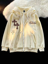 Manfinity Sporsity Men's Loose Fitting Chinese Dragon & Letter Graphic Zip-Up Drawstring Hooded Sweatshirt, Zipper Long Sleeve Hoodie, For Friends, Husband, Boyfriend Gifts