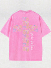 Camiseta batik de algodón de alta calidad de 230 gramos con estampado a doble cara, cuello redondo y manga corta. Camina con confianza, no mires. Jesús, Dios, creencias religiosas, cruz. Camisetas para hombre, deportes al aire libre, ocio urbano.